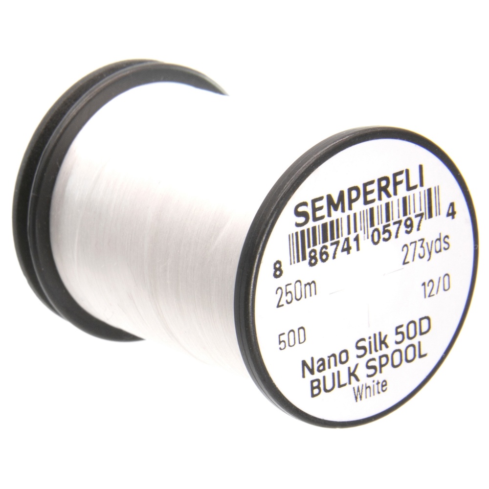 Semperfli Nano Silk 50D 12/0 White Bulk 250m Spool